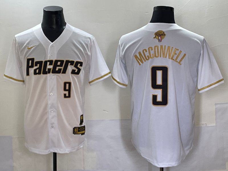 Men 2025 Indiana Pacers 9 Mcconnell White Joint Name NBA Jersey style 1